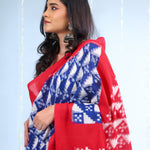 Royal Blue Ikkat Cotton Saree With Abstract Pattern