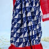 Royal Blue Ikkat Cotton Saree With Abstract Pattern