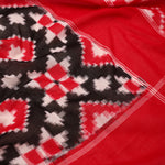 Dark Black Ikkat Cotton Saree With Contrast Border