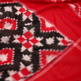 Dark Black Ikkat Cotton Saree With Contrast Border