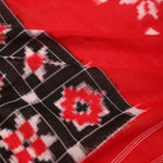 Deep Black Ikkat Cotton Saree With Contrast Border