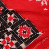 Deep Black Ikkat Cotton Saree With Contrast Border