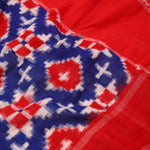 Deep Blue Ikkat Cotton Saree With Contrast Border