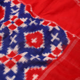 Deep Blue Ikkat Cotton Saree With Contrast Border