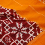 Marigold Orange Ikkat Cotton Saree With Traditional Design