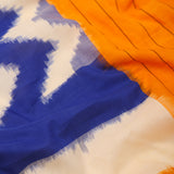 Cerulean Blue Ikkat Cotton Saree With Contrast Border