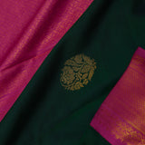 Bottle Green Kanjivaram Silk Saree With Floral Motifs
