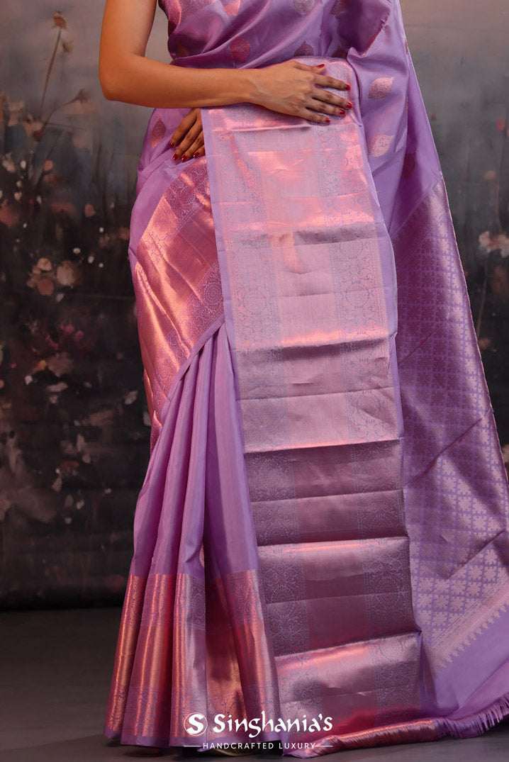 Heather Purple Butti Kanjivaram Silk Saree