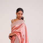Pastel Peach Tissue Handcrafted Saree