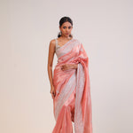 Pastel Peach Tissue Handcrafted Saree