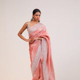 Pastel Peach Tissue Handcrafted Saree