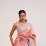 Pastel Peach Tissue Handcrafted Saree
