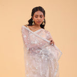 Pinkish White Tissue Handcrafted Saree