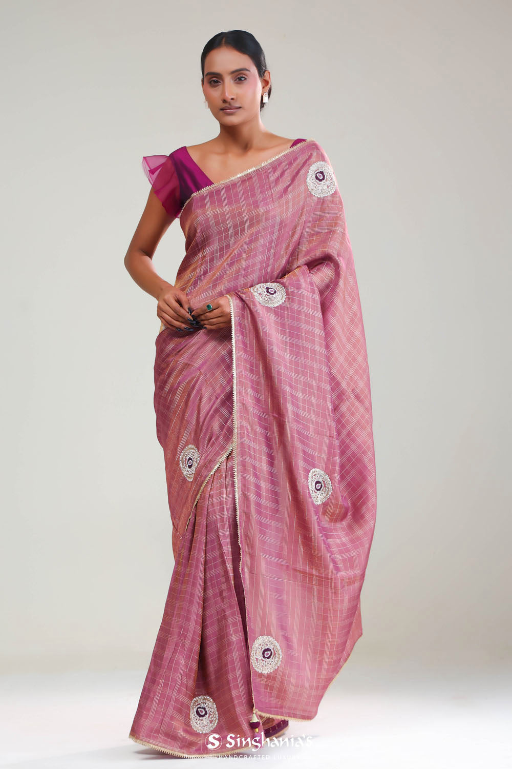 Smyrna Purple Crafted Tissue Saree
