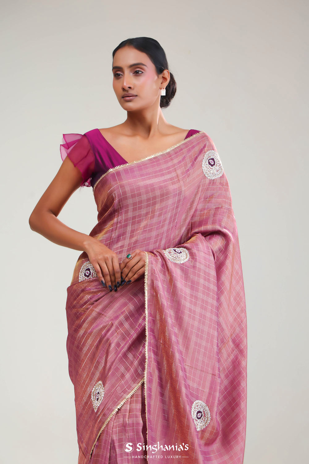 Smyrna Purple Crafted Tissue Saree