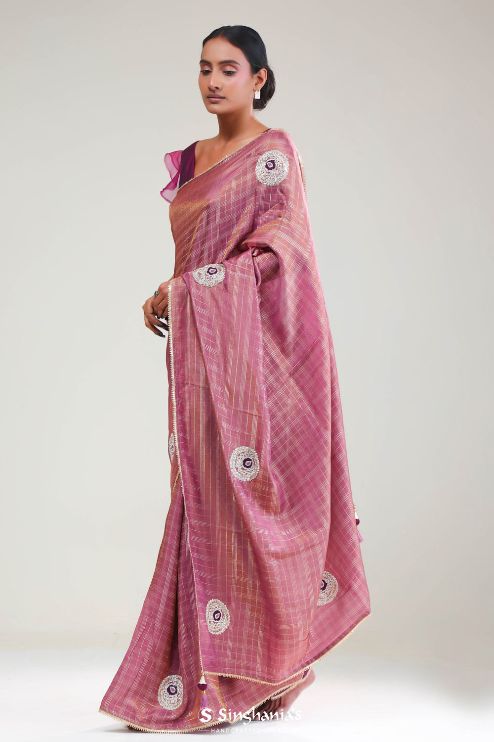 Smyrna Purple Crafted Tissue Saree