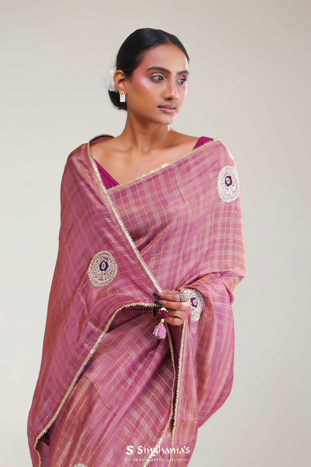 Smyrna Purple Crafted Tissue Saree