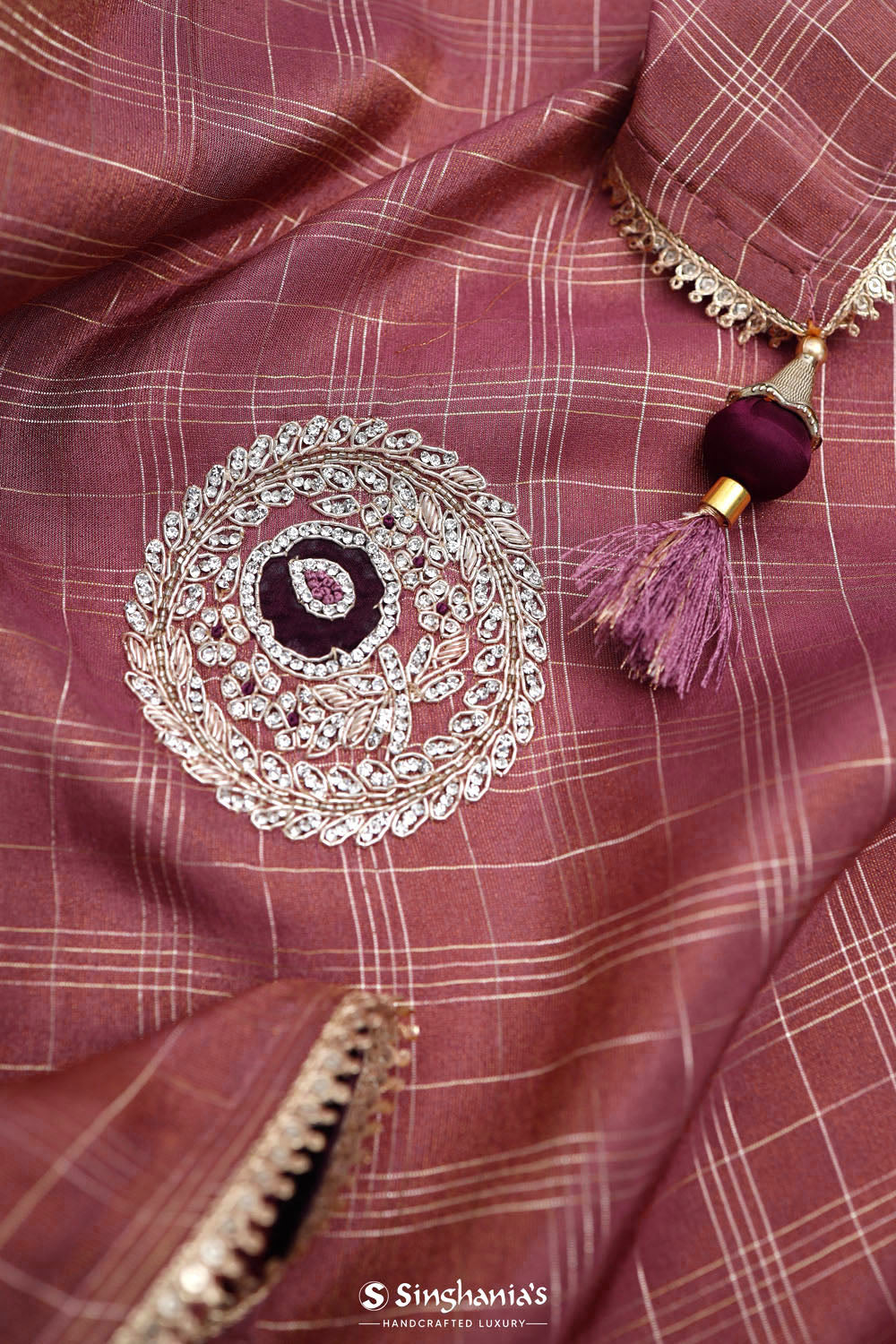 Smyrna Purple Crafted Tissue Saree