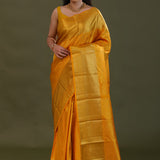 Ochre Yellow Kanjivaram Silk Saree With Brocade