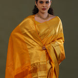 Ochre Yellow Kanjivaram Silk Saree With Brocade