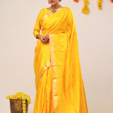 Vibrant Yellow Butti Kanjivaram Silk Saree