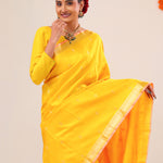 Vibrant Yellow Butti Kanjivaram Silk Saree