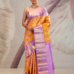 Gold Orange Jaal Kanjivaram Silk Saree