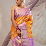 Gold Orange Jaal Kanjivaram Silk Saree