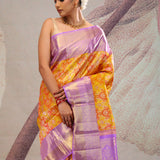 Gold Orange Jaal Kanjivaram Silk Saree