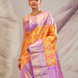 Gold Orange Jaal Kanjivaram Silk Saree