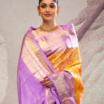 Gold Orange Jaal Kanjivaram Silk Saree