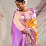 Gold Orange Jaal Kanjivaram Silk Saree