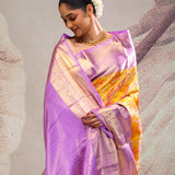 Gold Orange Jaal Kanjivaram Silk Saree