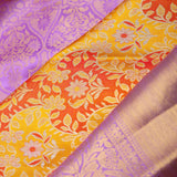 Gold Orange Jaal Kanjivaram Silk Saree