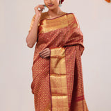 Deep Red Floral Jaal Kanjivaram Silk Saree