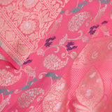 Flamingo Pink Peaocok Banarasi Silk Saree
