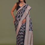 Black Banarasi Saree With Shikargah Design