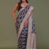 Black Banarasi Saree With Shikargah Design