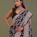 Black Banarasi Saree With Shikargah Design