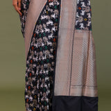 Black Banarasi Saree With Shikargah Design