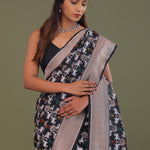 Black Banarasi Saree With Shikargah Design