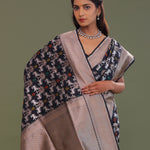 Black Banarasi Saree With Shikargah Design