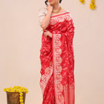 Deep Red Heritage Banarasi Silk Saree