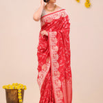 Deep Red Heritage Banarasi Silk Saree