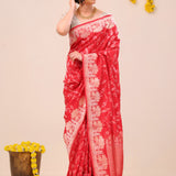 Deep Red Heritage Banarasi Silk Saree
