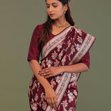 Maroon Banarasi Saree With Meenakari Design