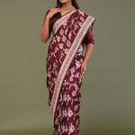 Maroon Banarasi Saree With Meenakari Design