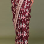 Maroon Banarasi Saree With Meenakari Design