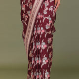 Maroon Banarasi Saree With Meenakari Design
