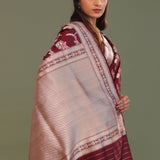 Maroon Banarasi Saree With Meenakari Design